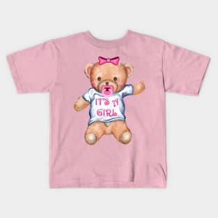 It's A Girl Teddy Bear with Pacifier Kids T-Shirt